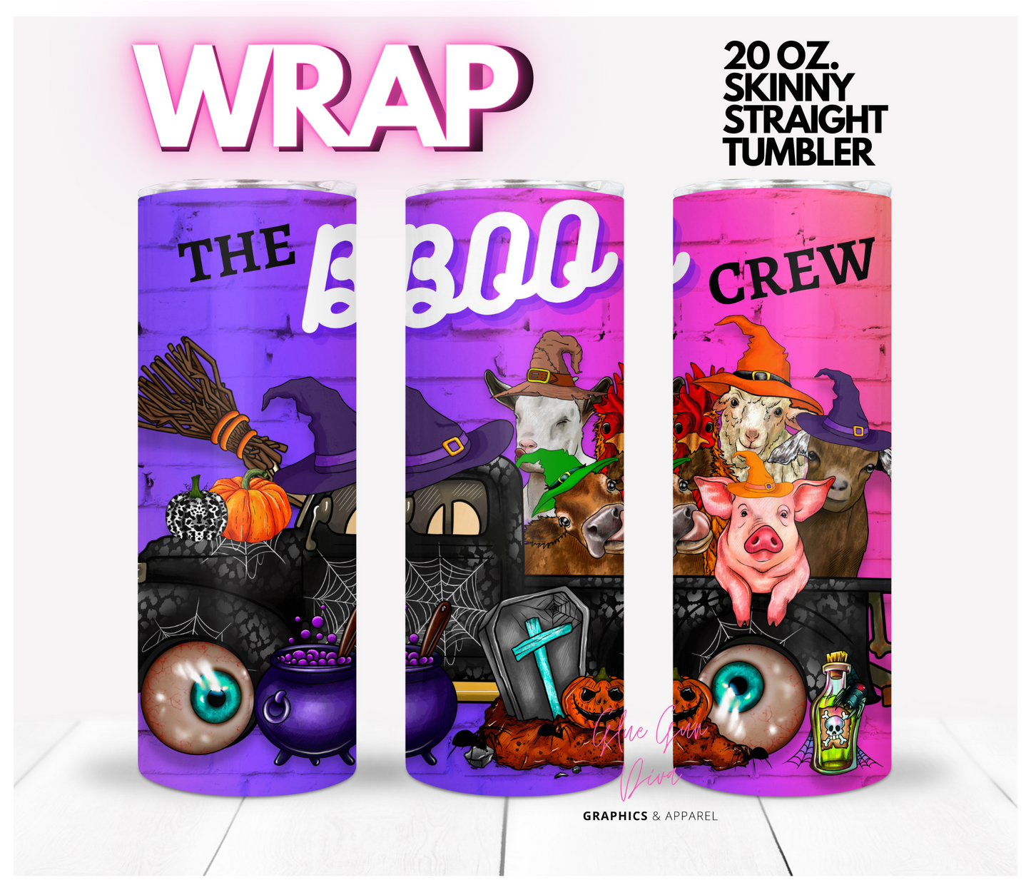 The Boo Crew- Digital tumbler wrap for 20 oz skinny straight tumbler
