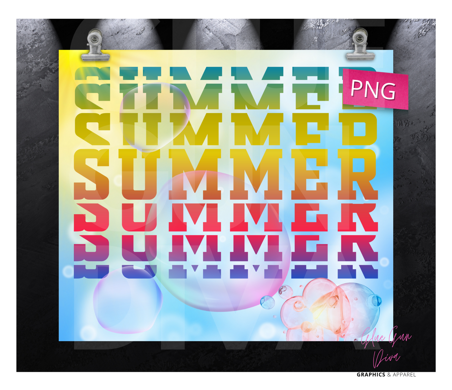 Summer Bubbles - digital tumbler wrap for 20 oz skinny straight tumbler