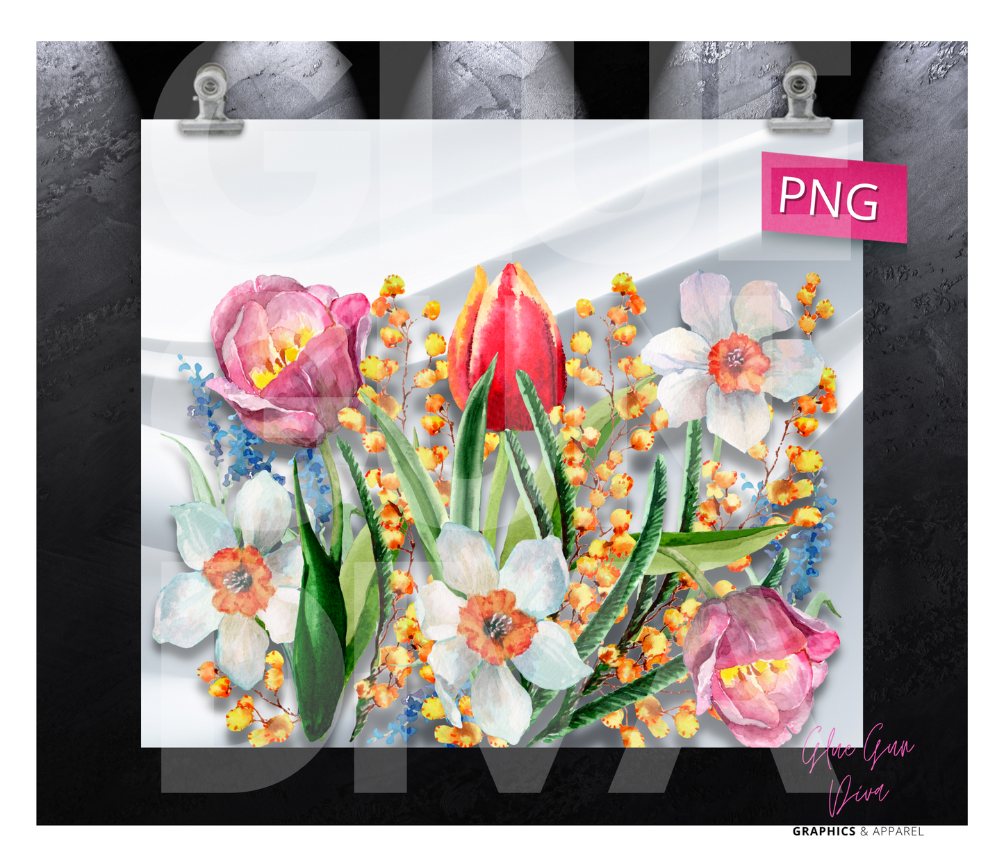 Flowers against white silk - Digital tumbler wrap for 20 oz skinny straight tumbler