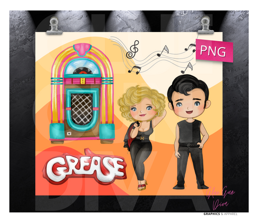 Danny and Sandy Grease - Digital tumbler wrap for 20 oz skinny straight tumbler