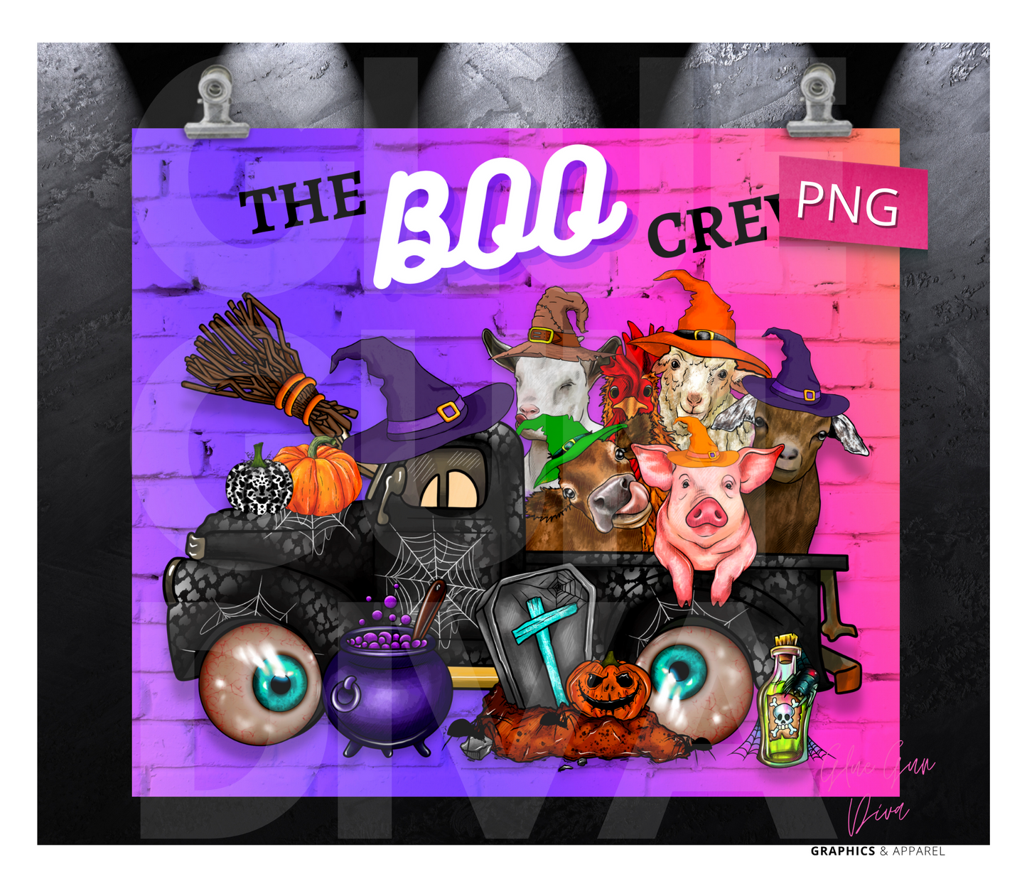 The Boo Crew- Digital tumbler wrap for 20 oz skinny straight tumbler