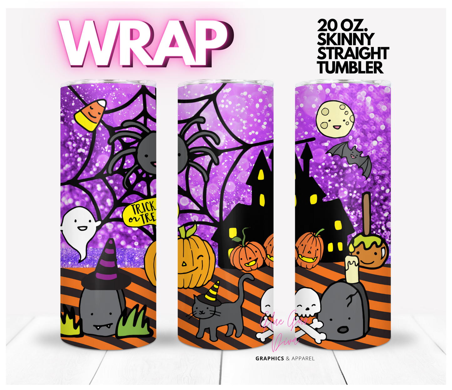 Cute Halloween - Digital tumbler wrap for 20 oz skinny straight tumbler