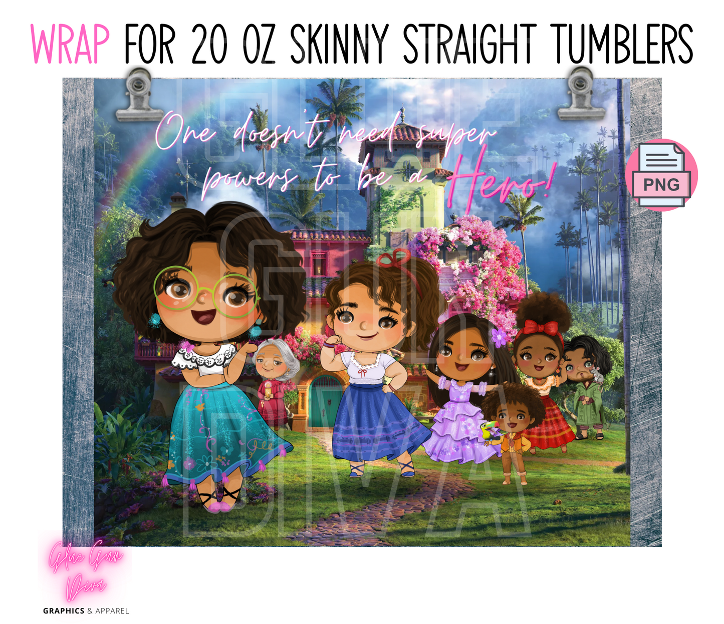 To be a Hero- Digital tumbler wrap for 20 oz skinny straight tumbler