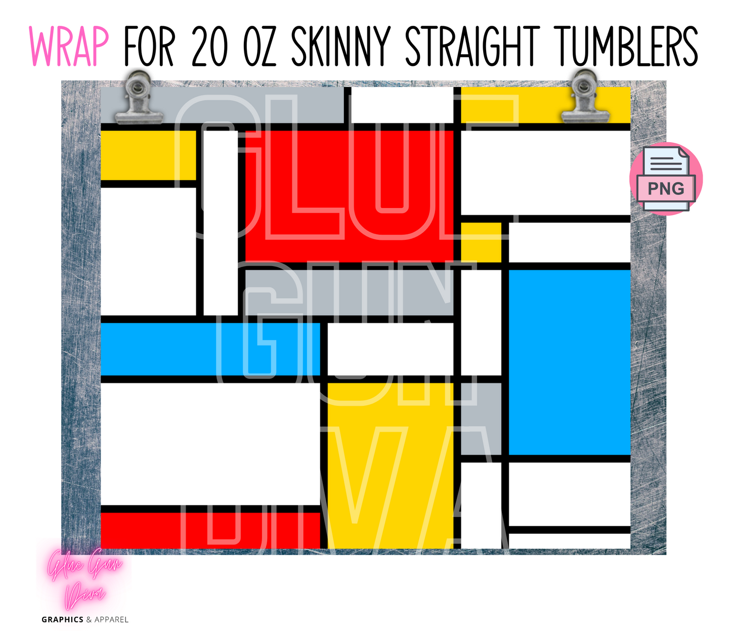 Geometrical Rectangles- Digital tumbler wrap for 20 oz skinny straight tumbler