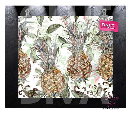 Exotic Pineapples- Digital tumbler wrap for 20 oz skinny straight tumbler