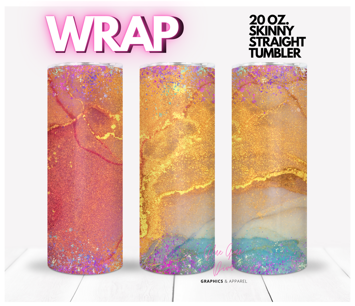 Gold Marble - Digital tumbler wrap for 20 oz skinny straight tumbler