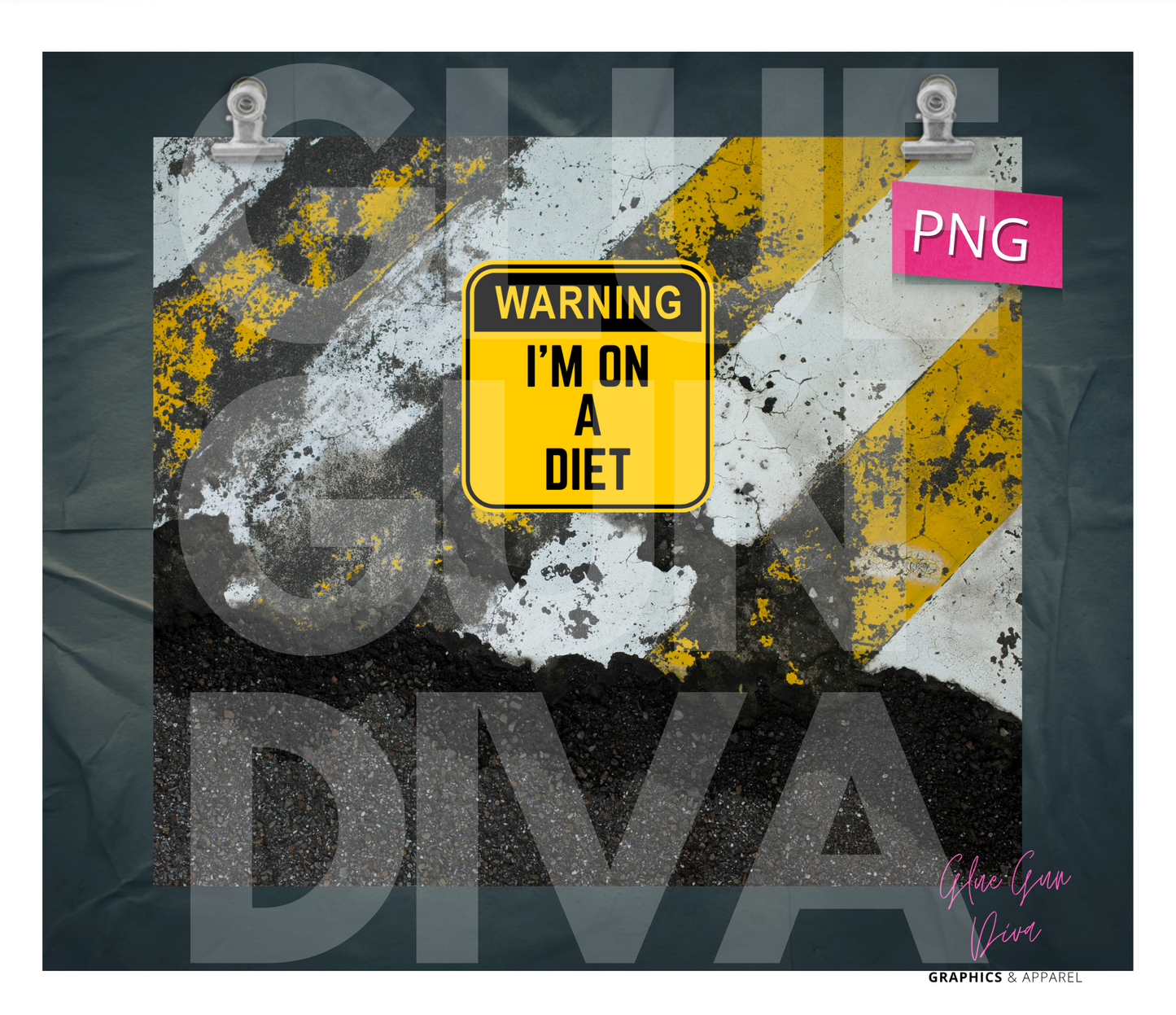 Warning I'm on a diet- Digital tumbler wrap for 20 oz skinny straight tumbler
