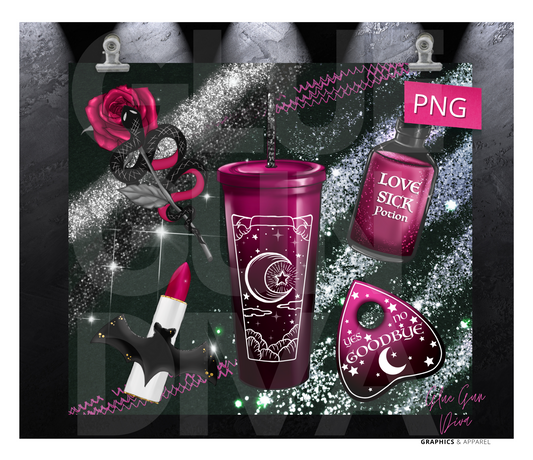 Witch's Purse - Digital tumbler wrap for 20 oz skinny straight tumbler