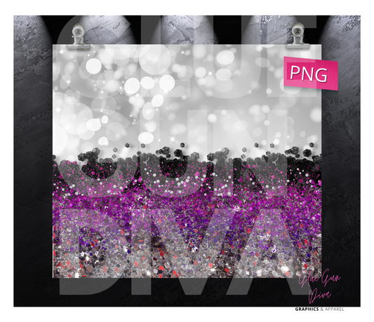Pretty purple glitter- Digital tumbler wrap for 20 oz skinny straight tumbler