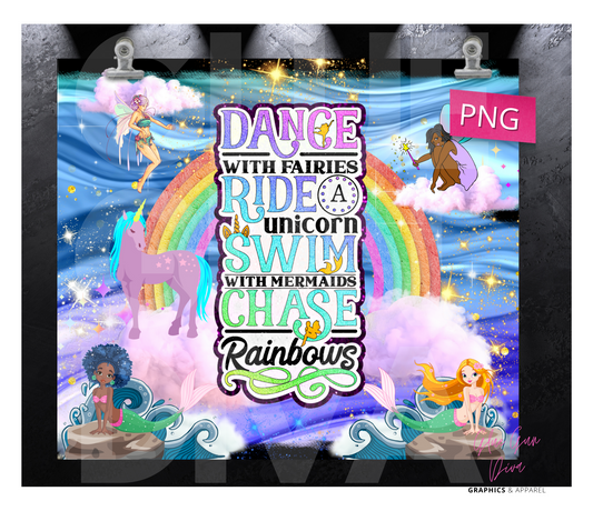 Dance with Fairies - Digital tumbler wrap for 20 oz skinny straight tumbler