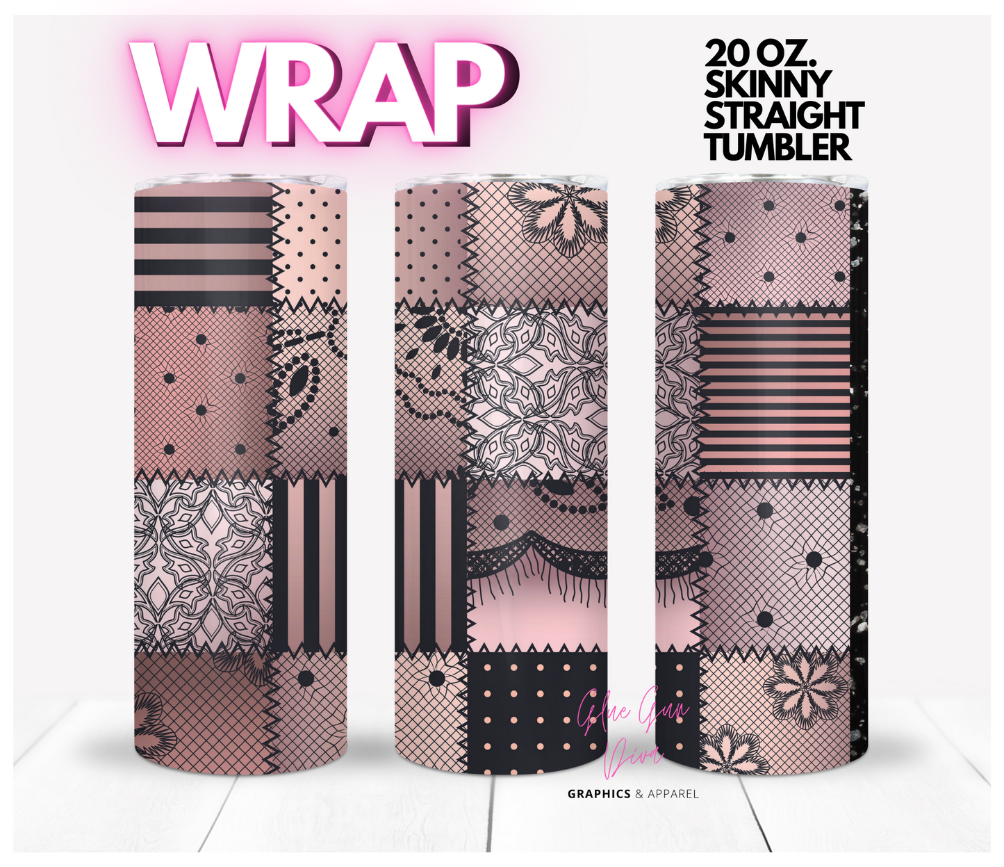 Modern Quilt- Digital tumbler wrap for 20 oz skinny straight tumbler