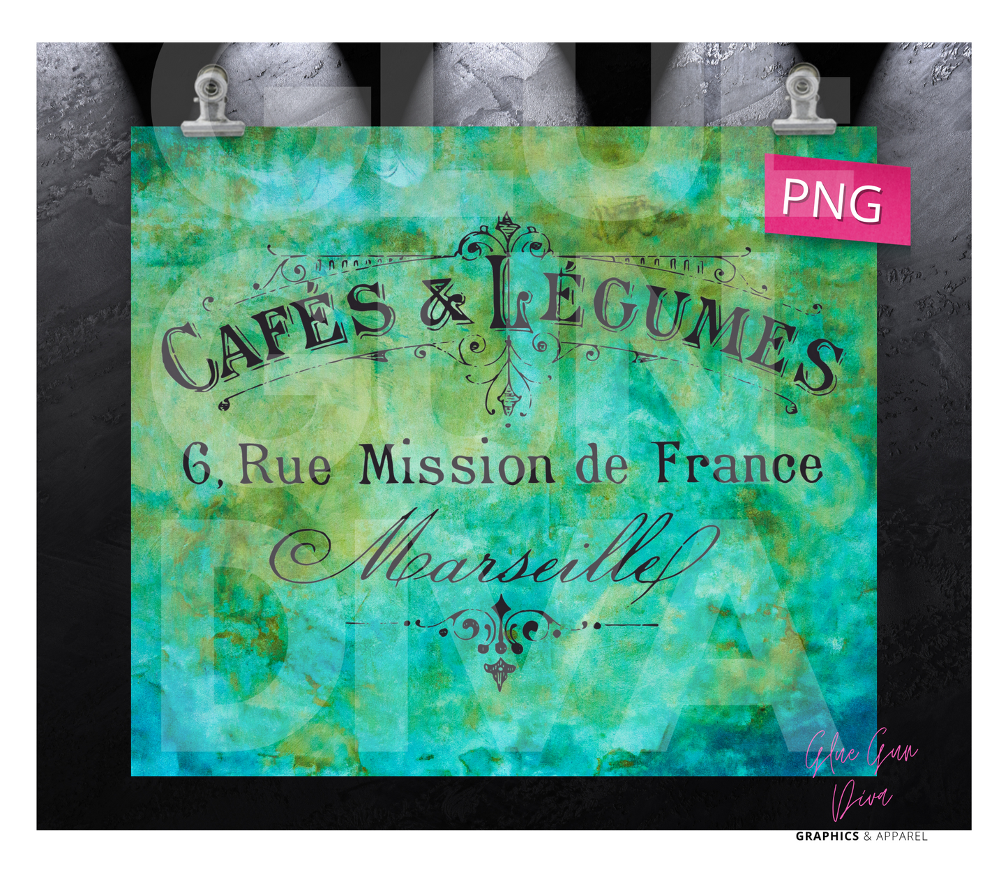 Cafes and Legumes - Digital tumbler wrap for 20 oz skinny straight tumbler