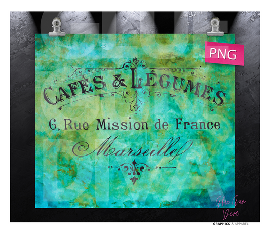 Cafes and Legumes - Digital tumbler wrap for 20 oz skinny straight tumbler
