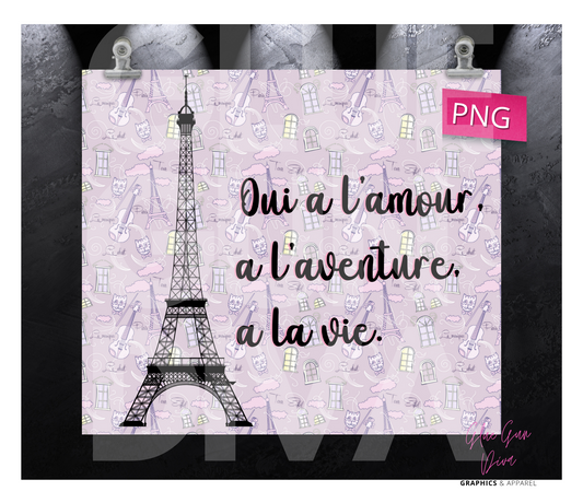 Oui a l'amour- Digital tumbler wrap for 20 oz skinny straight tumbler