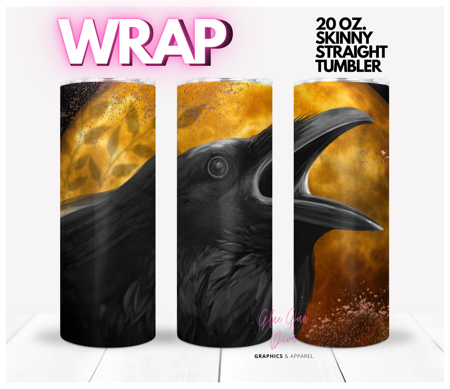 The Crow - Digital tumbler wrap for 20 oz skinny straight tumbler