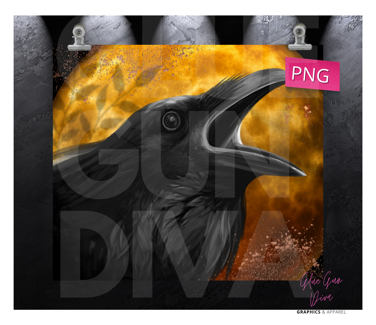 The Crow - Digital tumbler wrap for 20 oz skinny straight tumbler