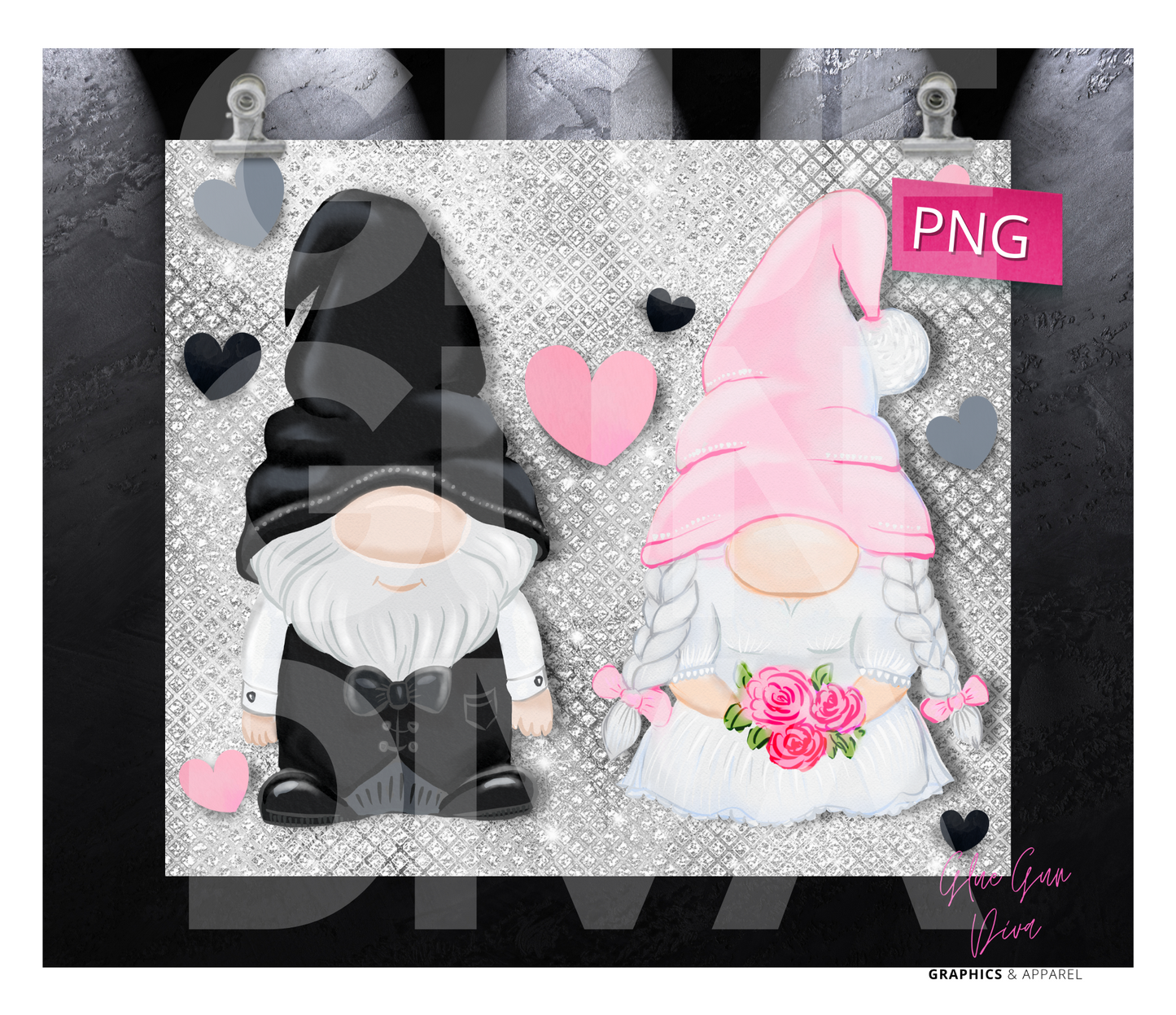 Gnomes Nuptials - Digital tumbler wrap for 20 oz skinny straight tumbler