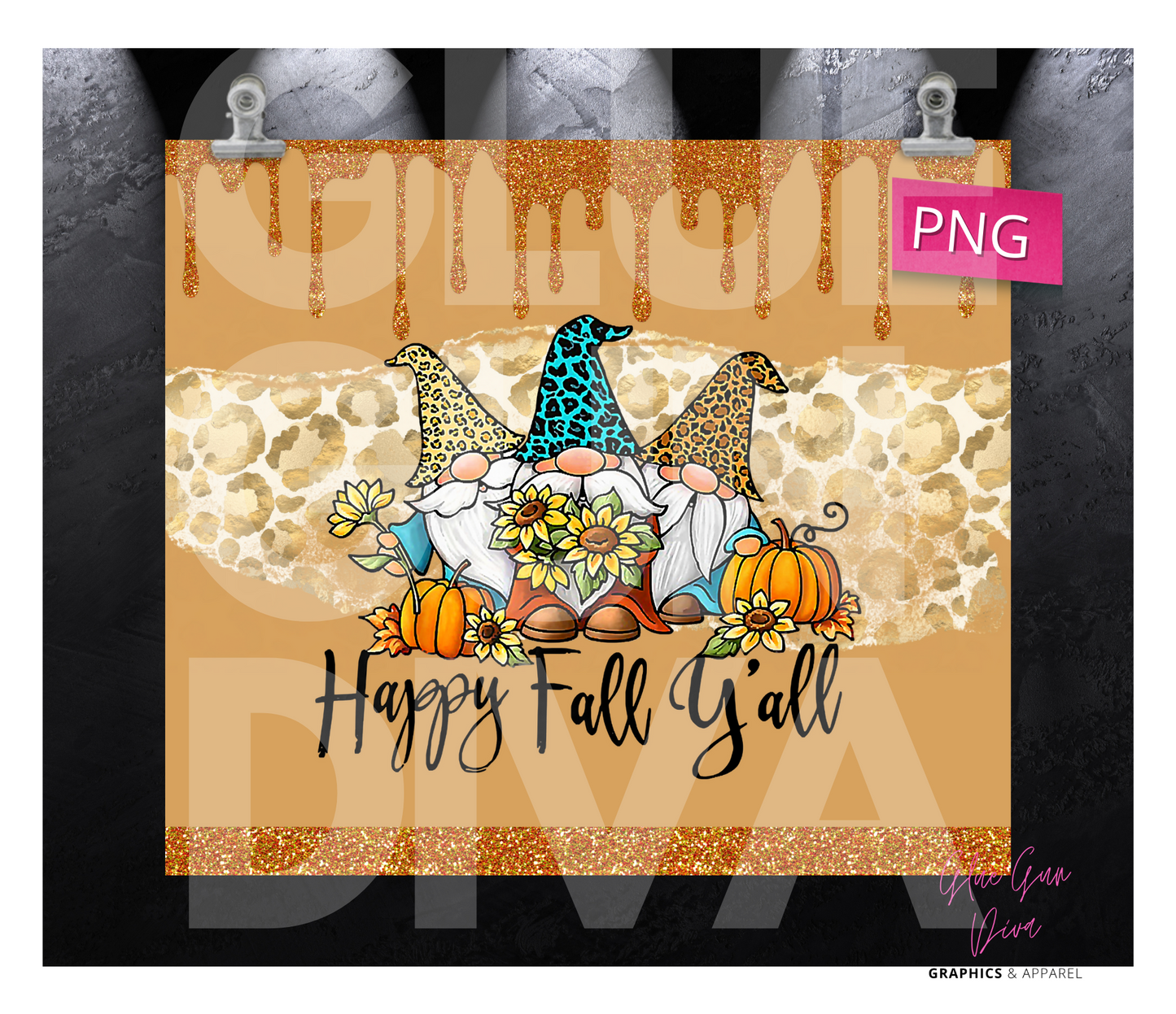 Happy Fall Yall - Digital tumbler wrap for 20 oz skinny straight tumbler