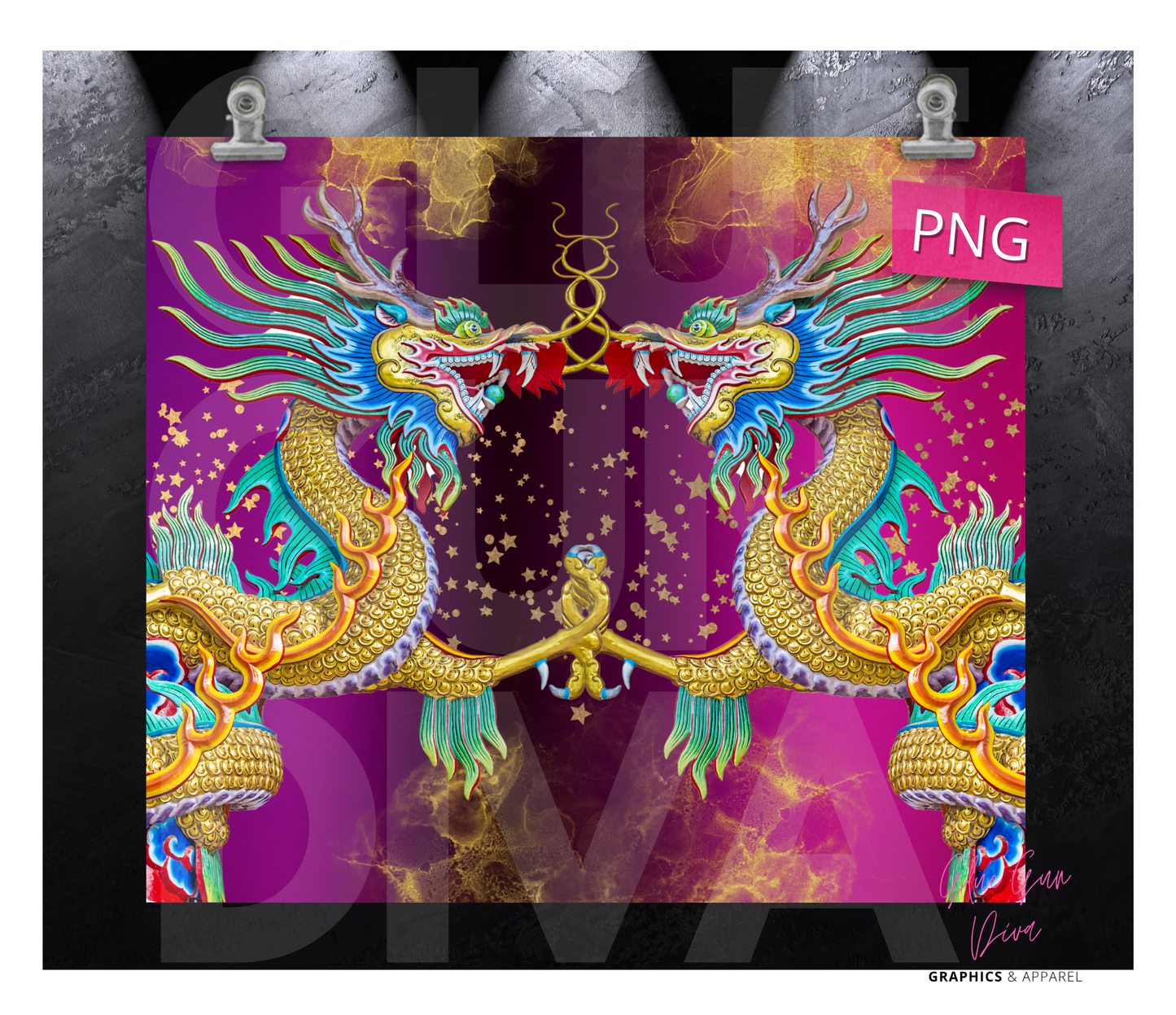 Amazing Dragons - Digital tumbler wrap for 20 oz skinny straight tumbler