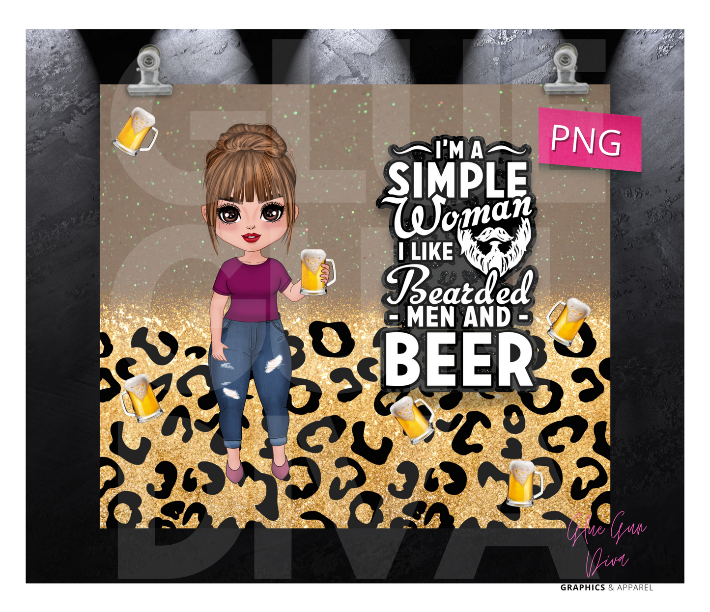 I'm a simple woman - Digital tumbler wrap for 20 oz skinny straight tumbler