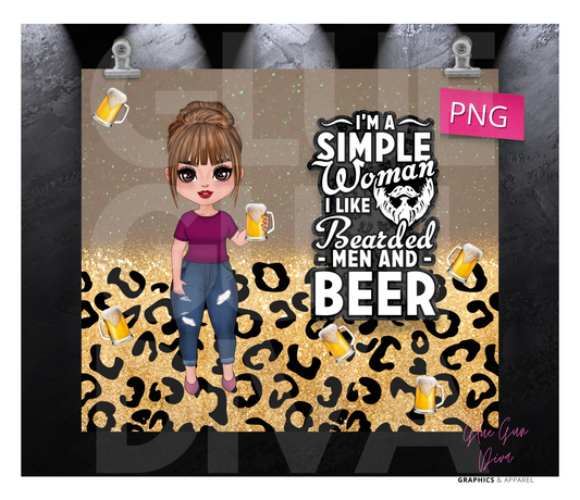 I'm a simple woman - Digital tumbler wrap for 20 oz skinny straight tumbler
