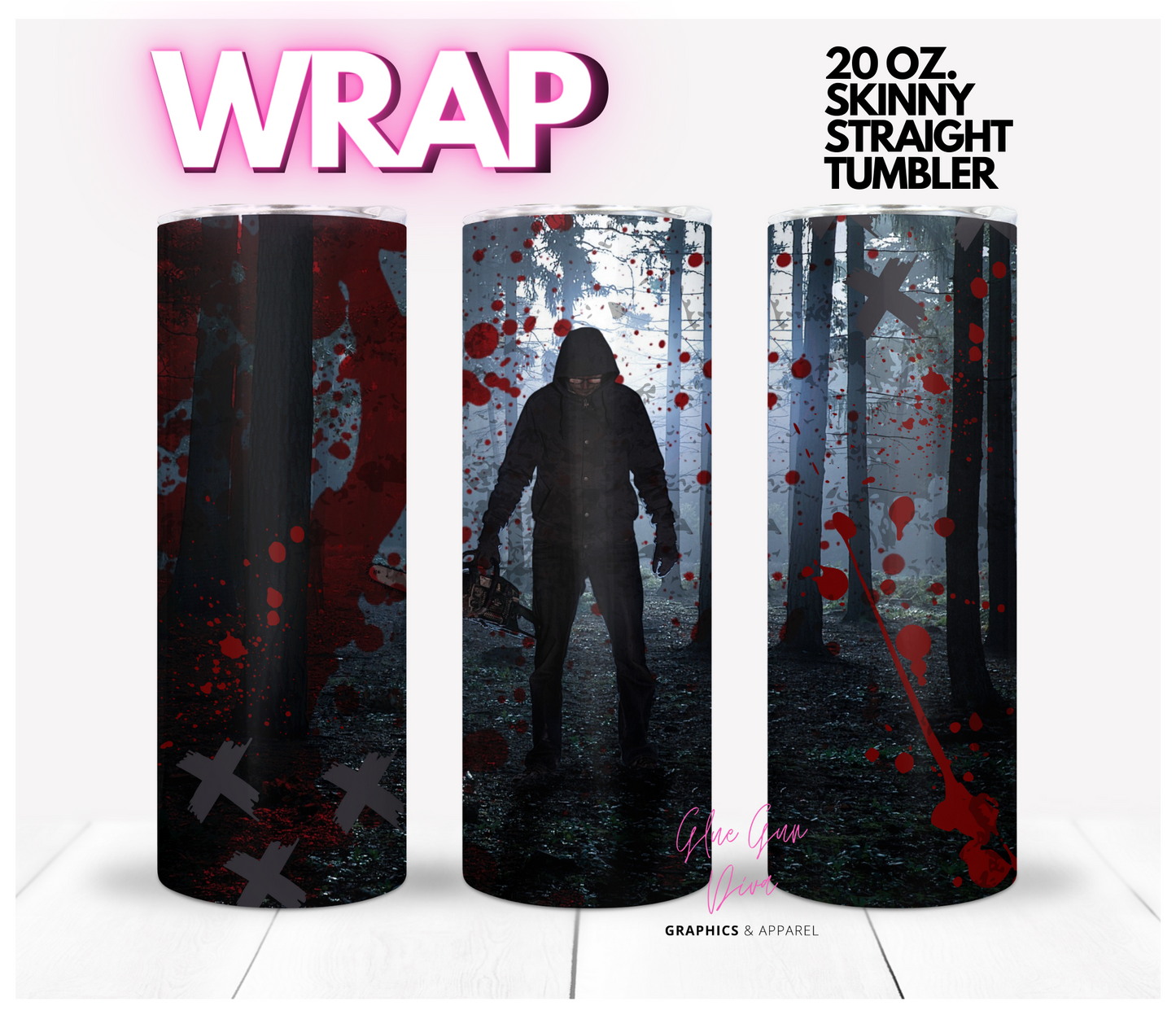 Trouble in the Woods - Digital tumbler wrap for 20 oz skinny straight tumbler