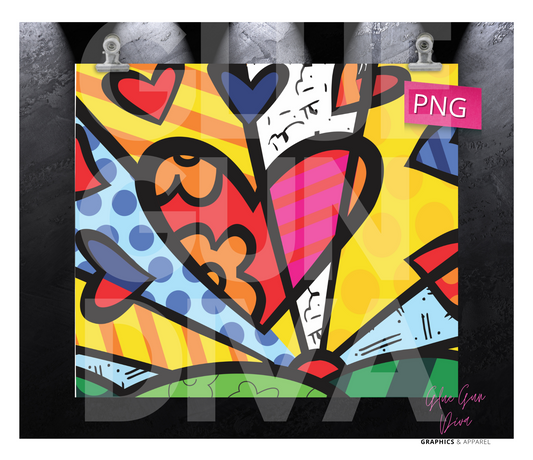 Colorful Heart- Digital tumbler wrap for 20 oz skinny straight tumbler