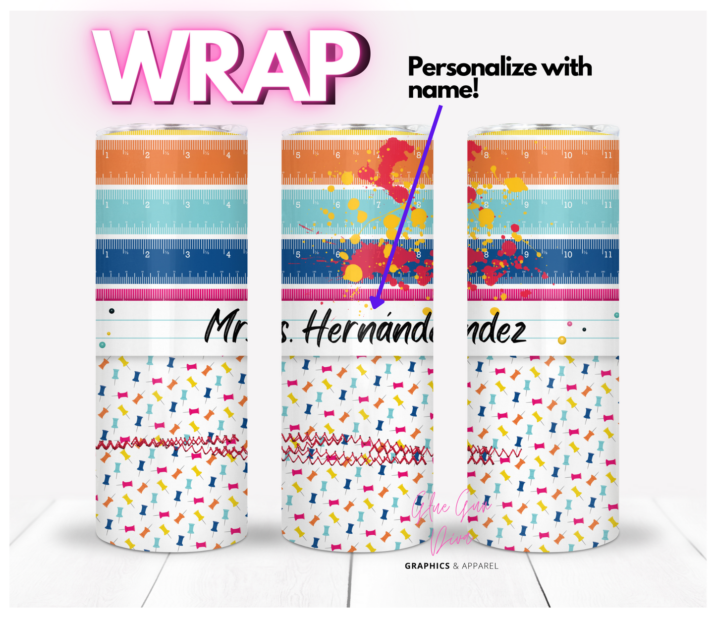 Back to the office / school - Digital tumbler wrap for 20 oz skinny straight tumbler