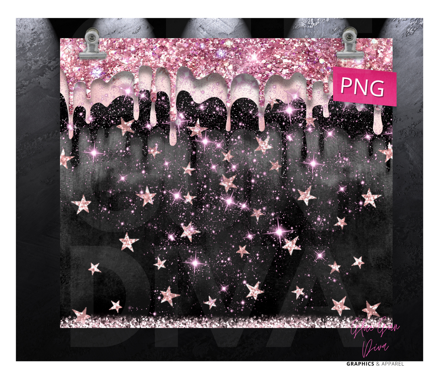 Twinkle Pink Stars- Digital tumbler wrap for 20 oz skinny straight tumbler