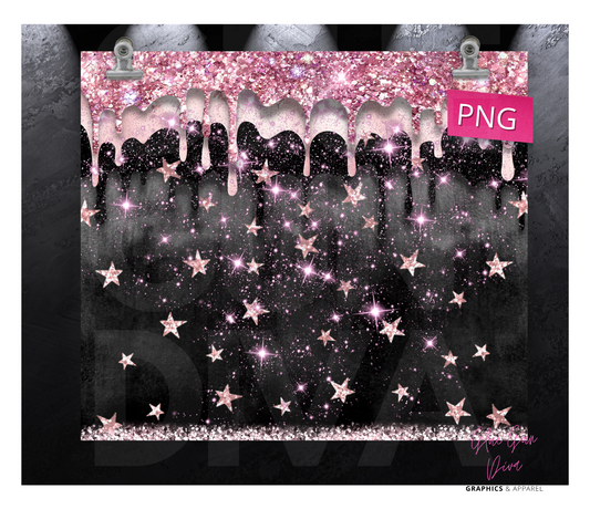 Twinkle Pink Stars- Digital tumbler wrap for 20 oz skinny straight tumbler