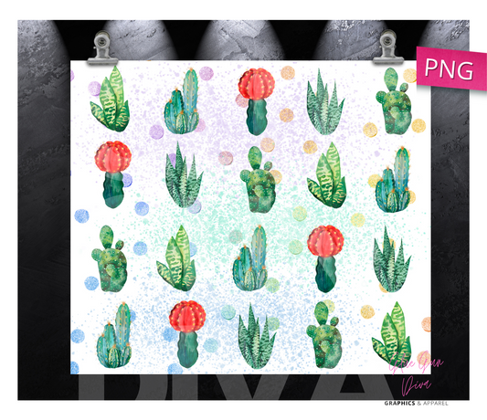 Succulent Lines - Digital tumbler wrap for 20 oz skinny straight tumbler