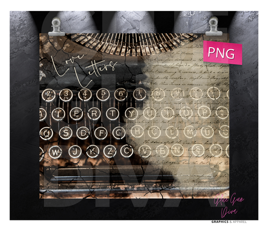 Love Letters- Digital tumbler wrap for 20 oz skinny straight tumbler