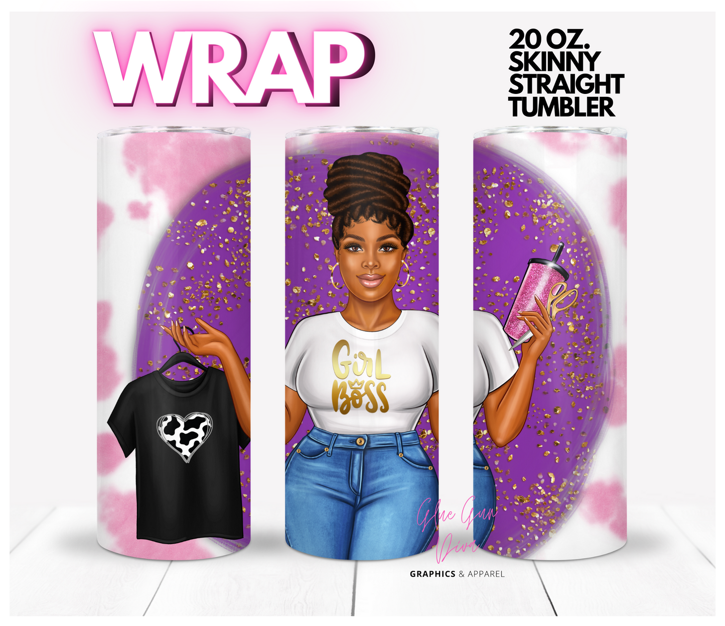 Craft Boss Queen 4 - Digital tumbler wrap for 20 oz skinny straight tumbler