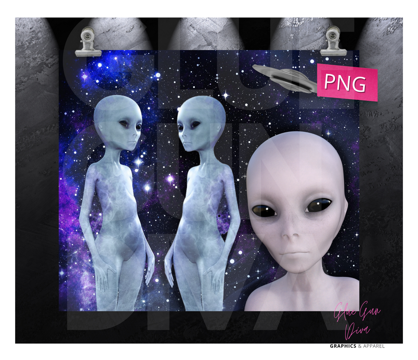Alien friends - Digital tumbler wrap for 20 oz skinny straight tumbler