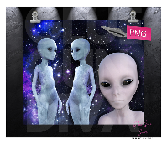 Alien friends - Digital tumbler wrap for 20 oz skinny straight tumbler