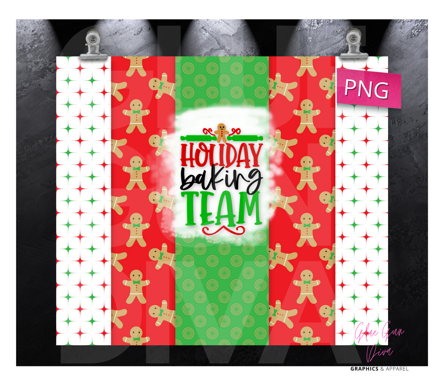 Holiday Baking Team- Digital tumbler wrap for 20 oz skinny straight tumbler