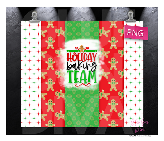 Holiday Baking Team- Digital tumbler wrap for 20 oz skinny straight tumbler