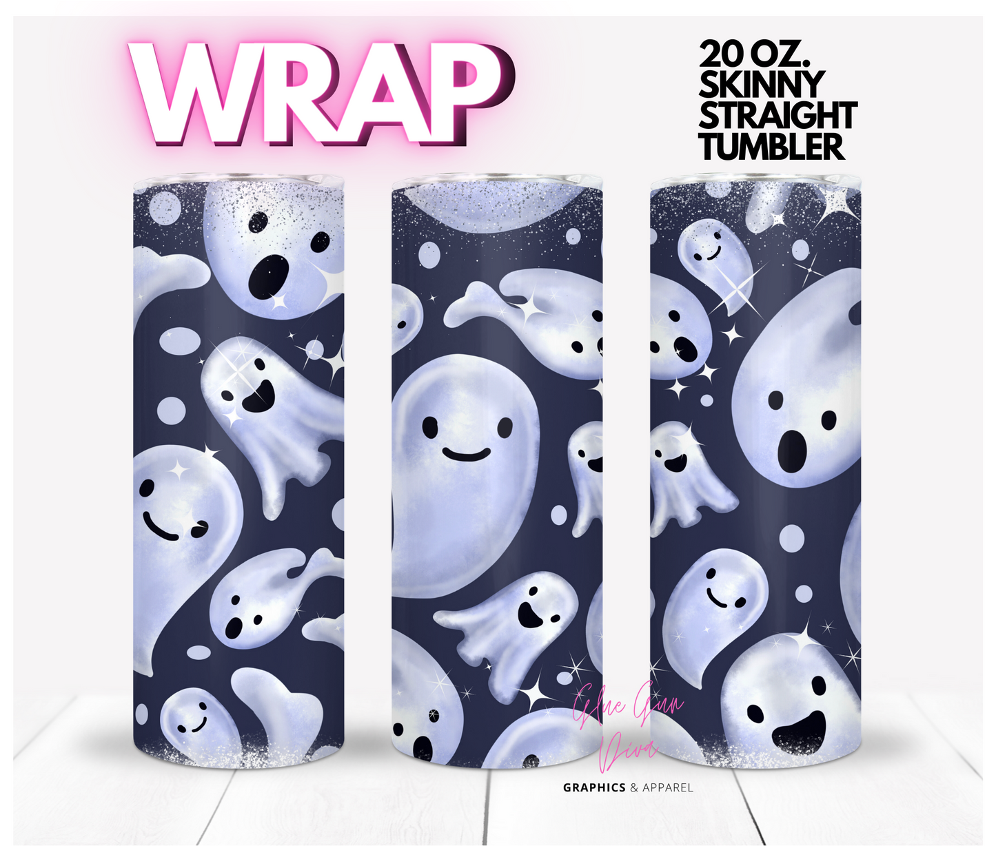 Ghost Party - Digital tumbler wrap for 20 oz skinny straight tumbler