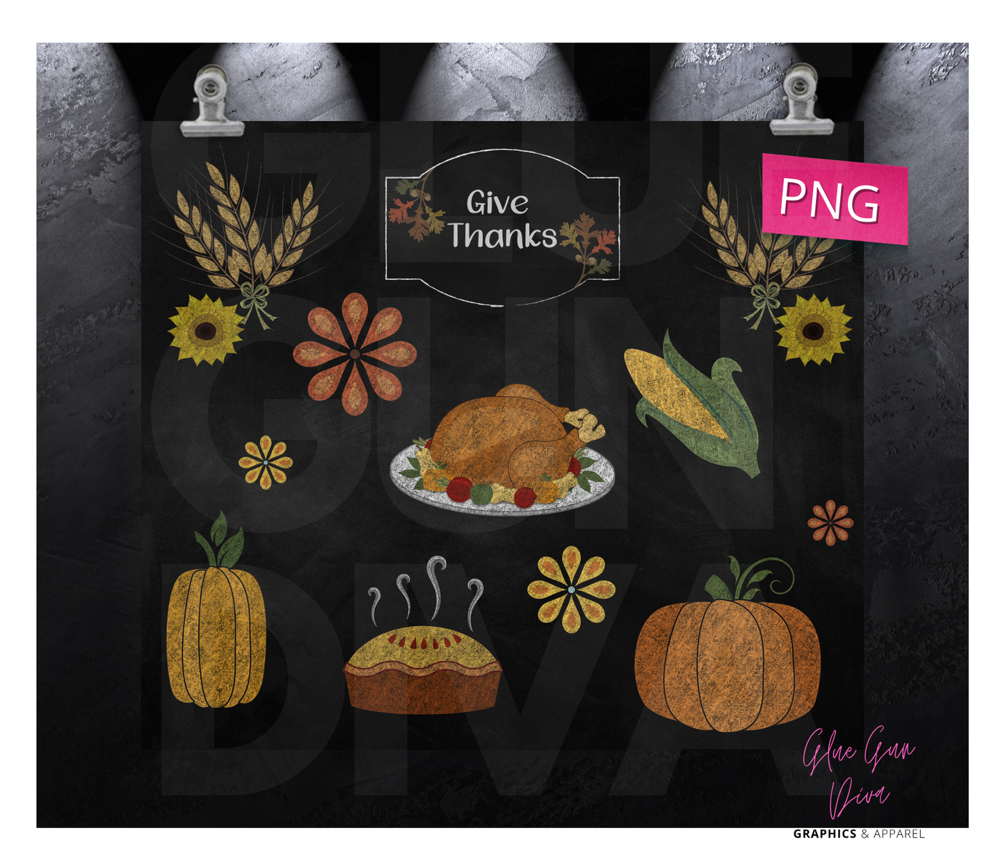 Chalkboard Thanksgiving- Digital tumbler wrap for 20 oz skinny straight tumbler