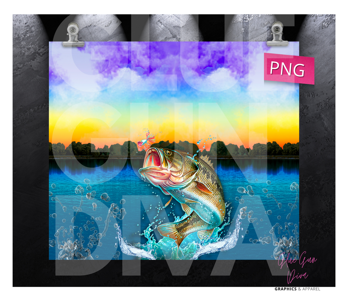 Bass Fishing- Digital tumbler wrap for 20 oz skinny straight tumbler