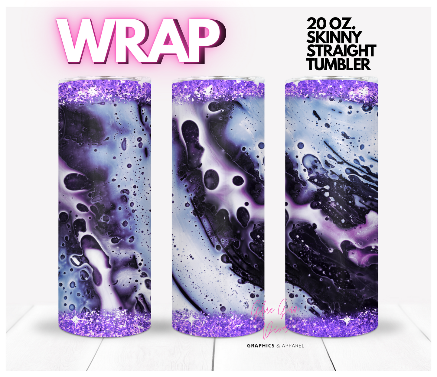 Violet Organic - Digital tumbler wrap for 20 oz skinny straight tumbler