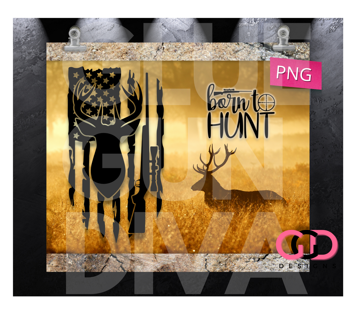 Born To Hunt- Digital tumbler wrap for 20 oz skinny straight tumbler