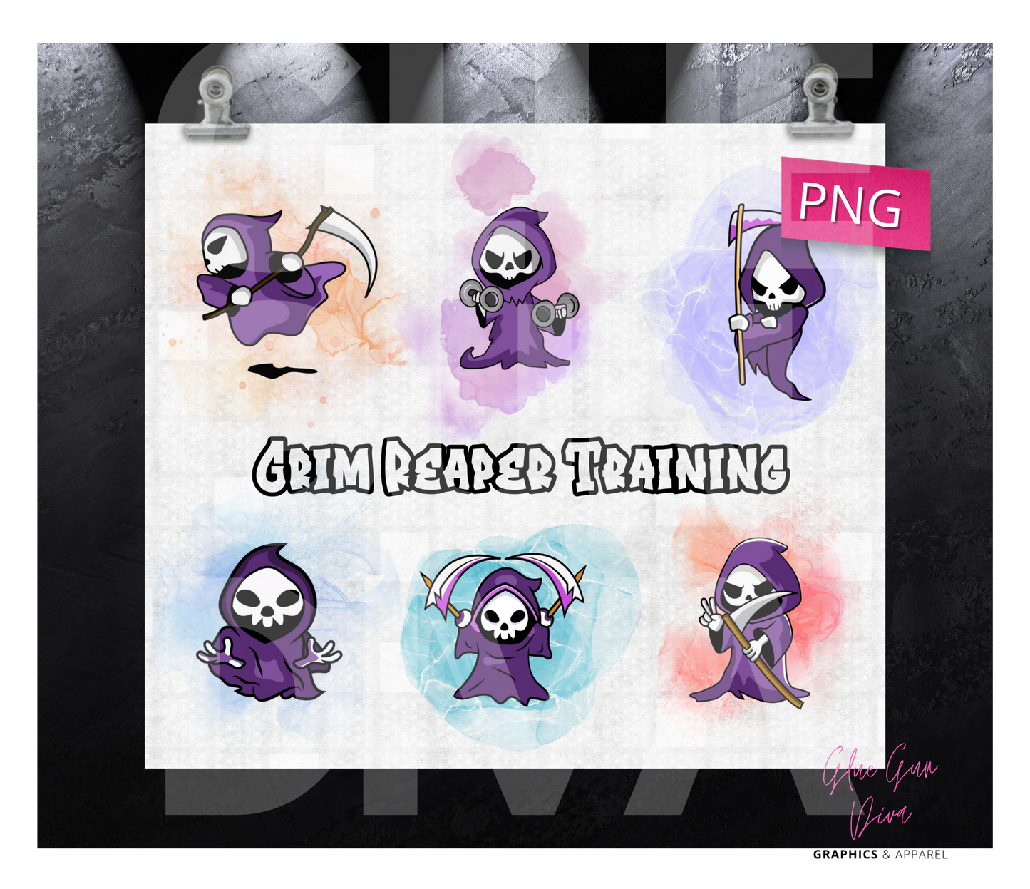 Grim Reaper Training - Digital tumbler wrap for 20 oz skinny straight tumbler