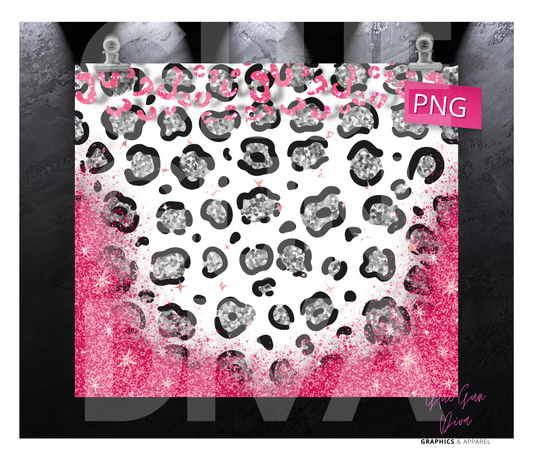 Hot Pink Leopard- Digital tumbler wrap for 20 oz skinny straight tumbler