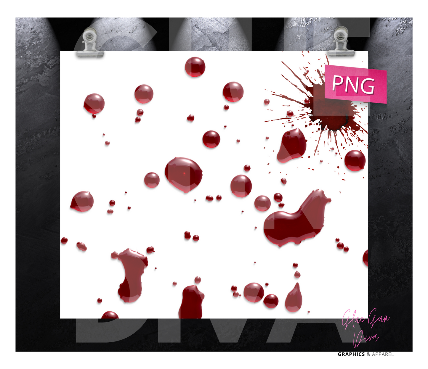 Blood Splatter - Digital tumbler wrap for 20 oz skinny straight tumbler