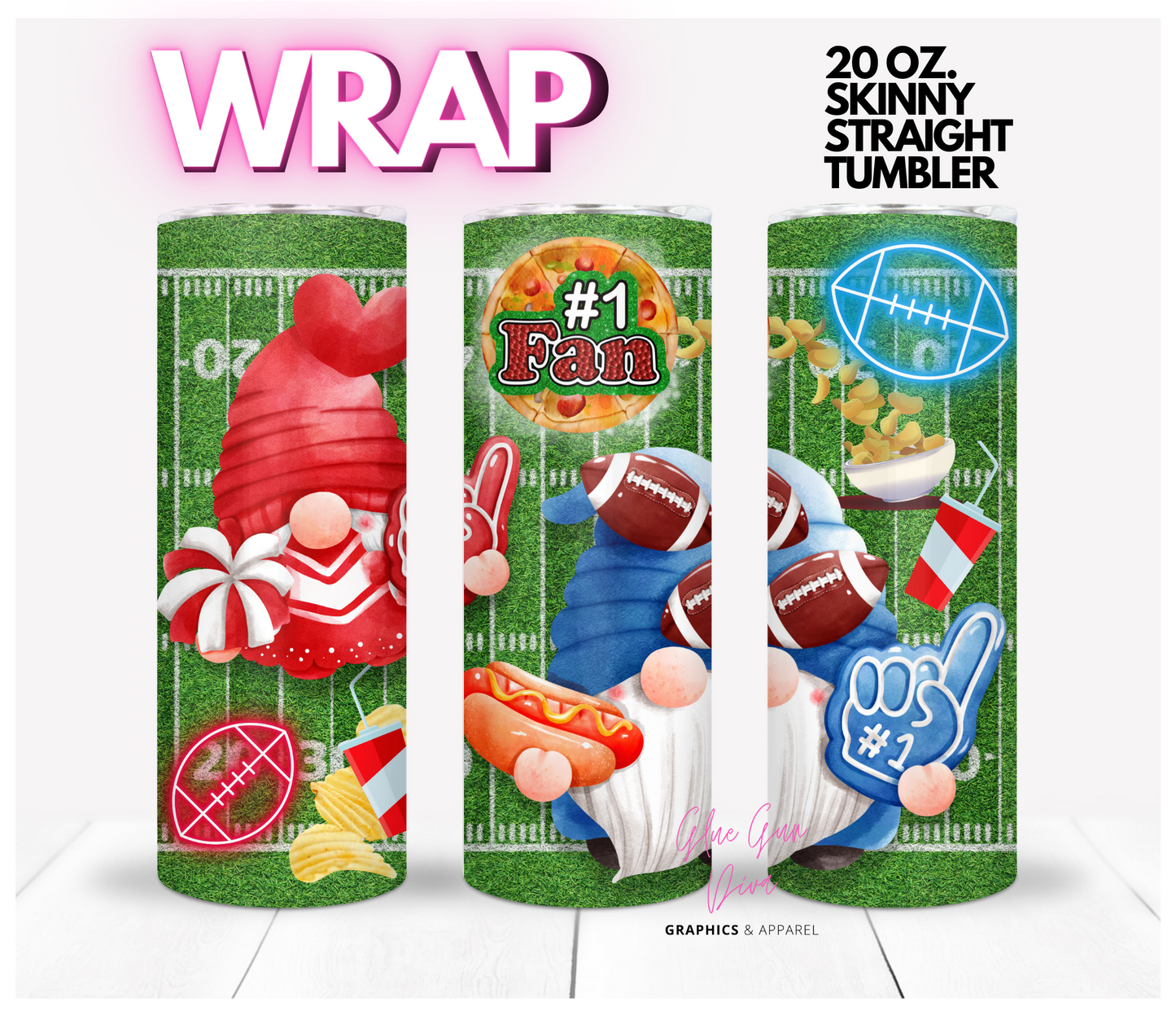 Number One Fan - Digital tumbler wrap for 20 oz skinny straight tumbler