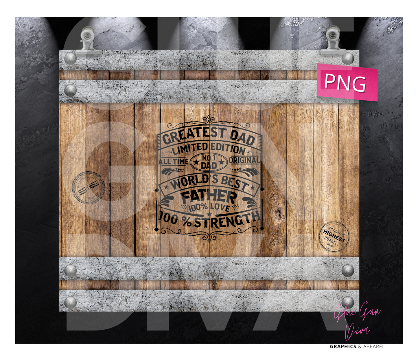 Greatest Dad Whiskey Barrel- Digital tumbler wrap for 20 oz skinny straight tumbler