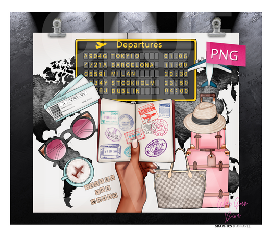 Travel Babe Skin tone 2- Digital tumbler wrap for 20 oz skinny straight tumbler