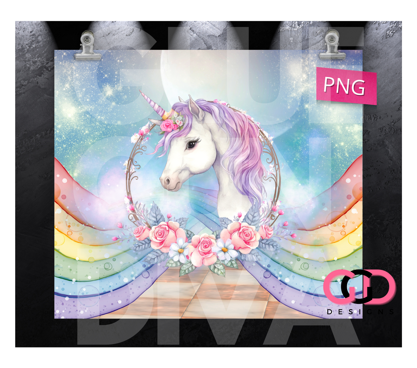 Unicorn Dreams- Digital tumbler wrap for 20 oz skinny straight tumbler