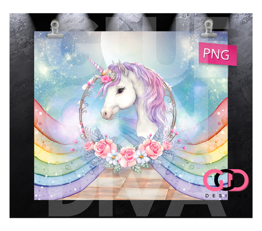 Unicorn Dreams- Digital tumbler wrap for 20 oz skinny straight tumbler